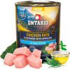 Konzerva Ontario Puppy kuřecí pate s příchutí spiruliny 800g