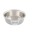 Bļoda suņiem – TRIXIE Stainless Steel Bowl with Silicone, 0,4 l/14 cm, White/Grey