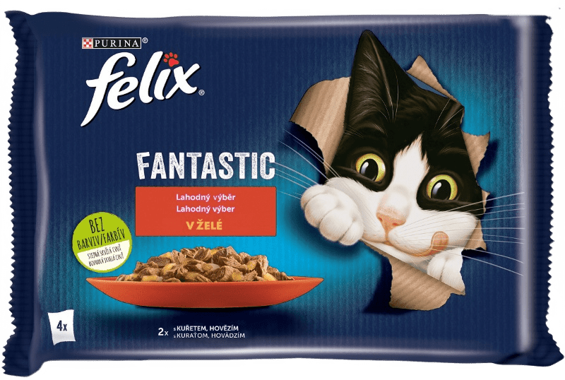 Kapsičky Felix Fantastic s kuracím a hovädzím v želé 4×85 g