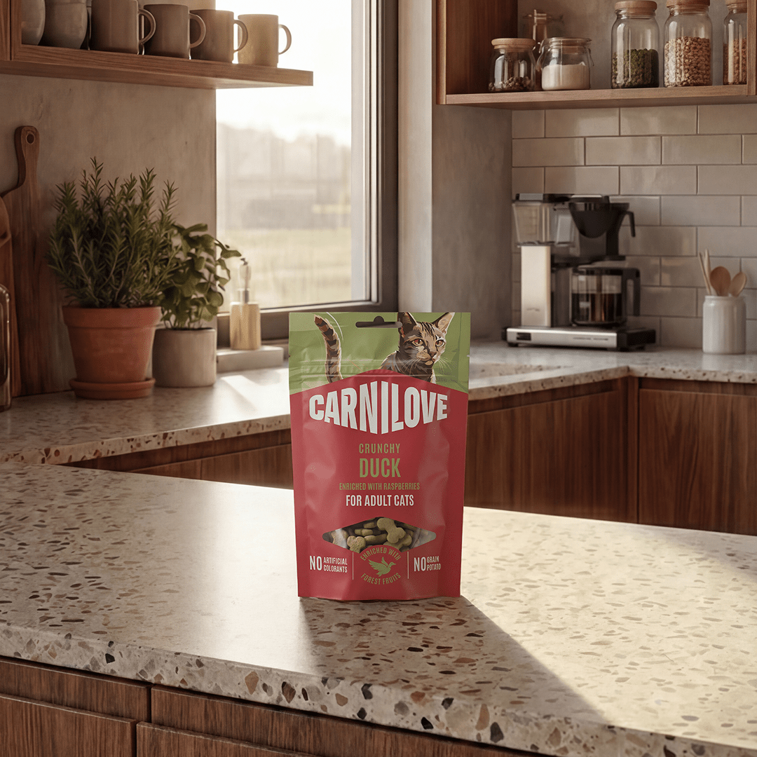 Pamlsok CARNILOVE Crunchy pre dospelé mačky losos s kocúrnikom 50 g