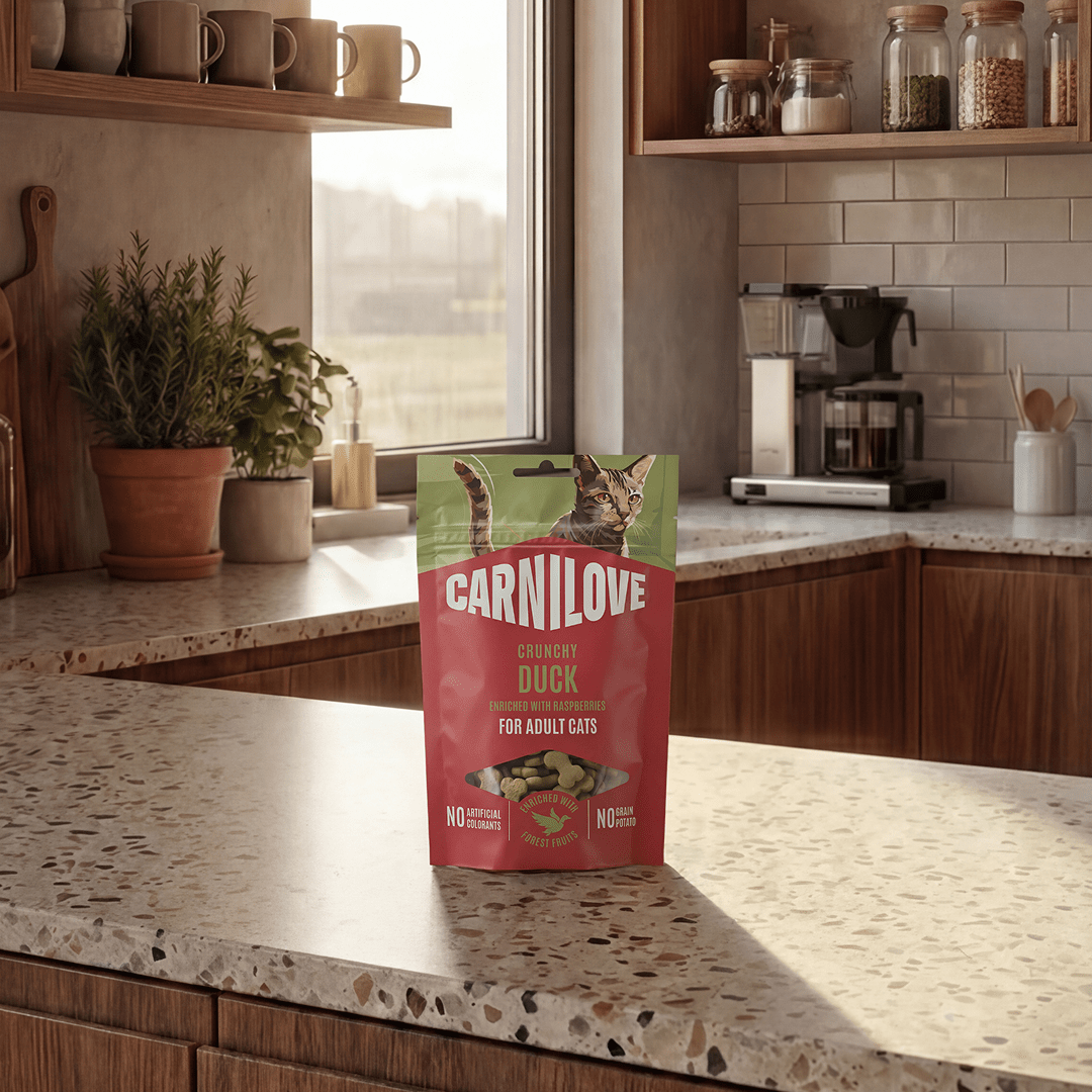 Pamlsok CARNILOVE Crunchy pre dospelé mačky jahňa s černicami 50 g