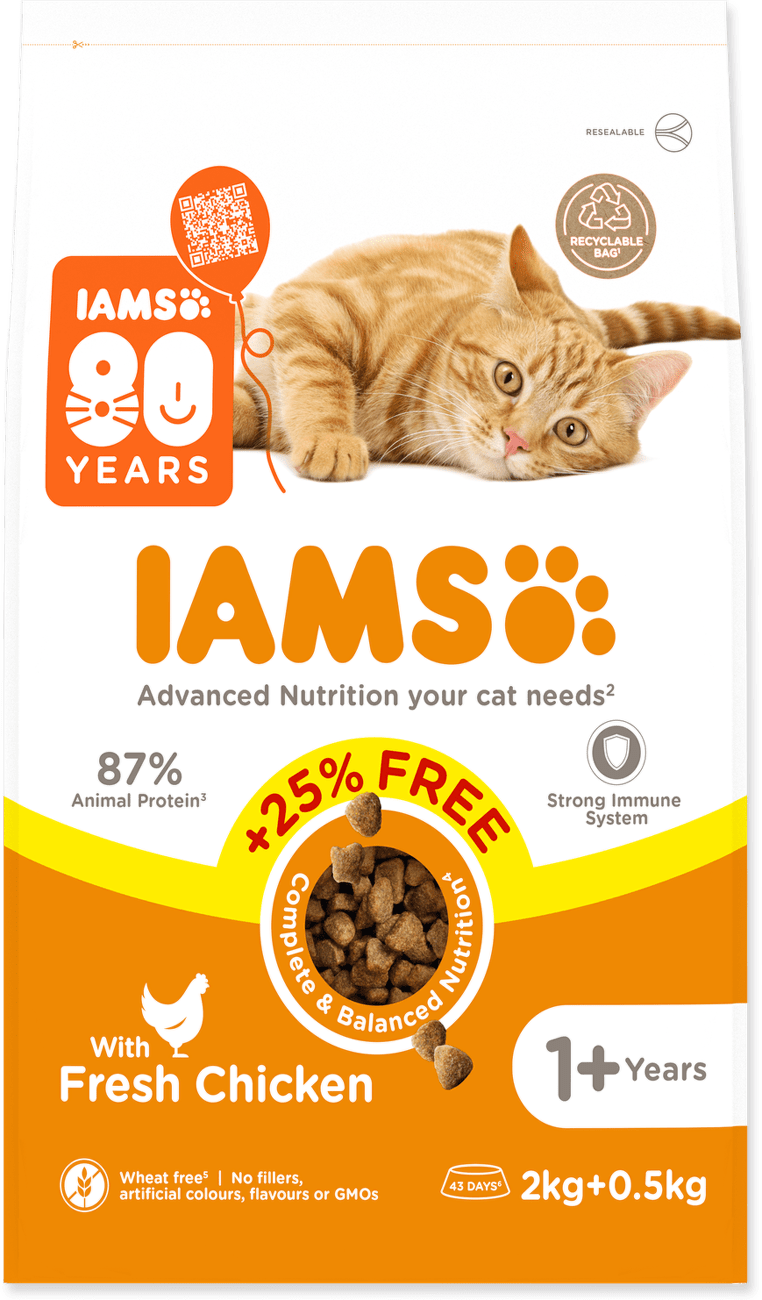 Krmivo IAMS Cat Adult Chicken 2kg + 500g zdarma