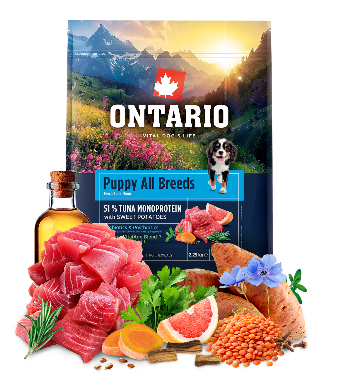 Ontario Puppy&Junior All Breeds Monoprotein Tuna & Sweet Potatoes 2,25kg