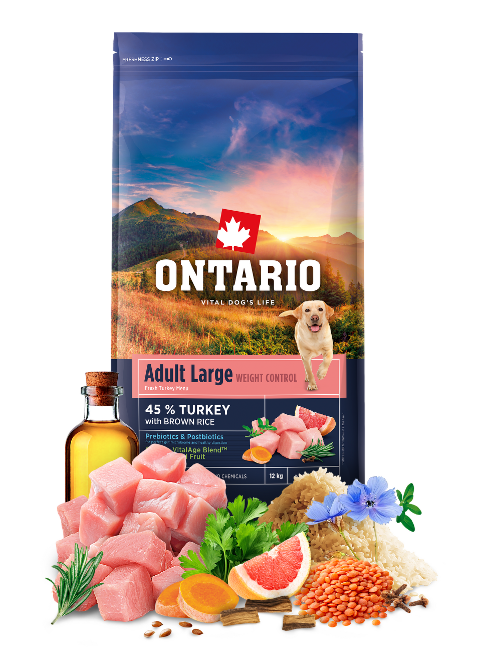 Ontario Large Weight Control Turkey & Brown Rice 12kg