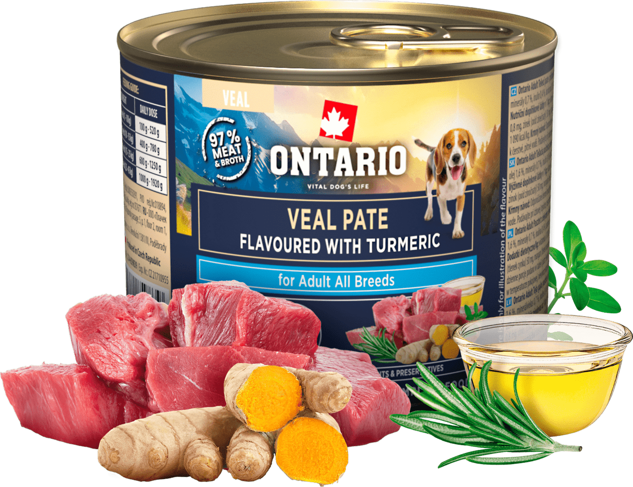 Konzerva Ontario Adult telecí pate s příchutí kurkumy 200g