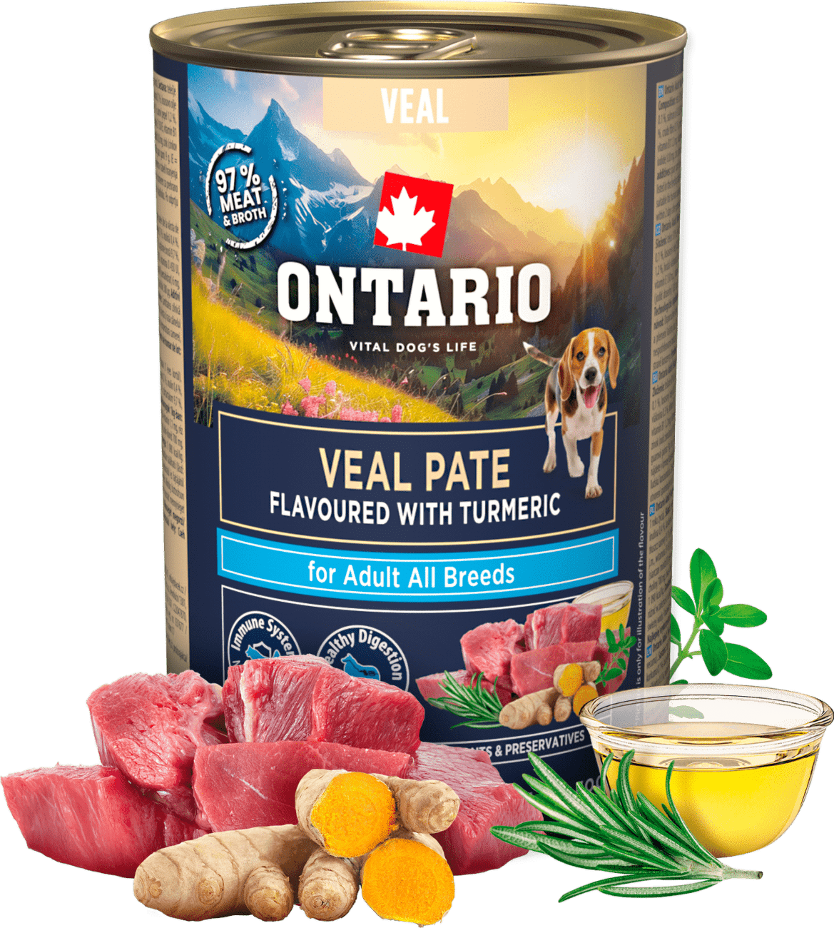 Konzerva Ontario Adult telecí pate s příchutí kurkumy 400g