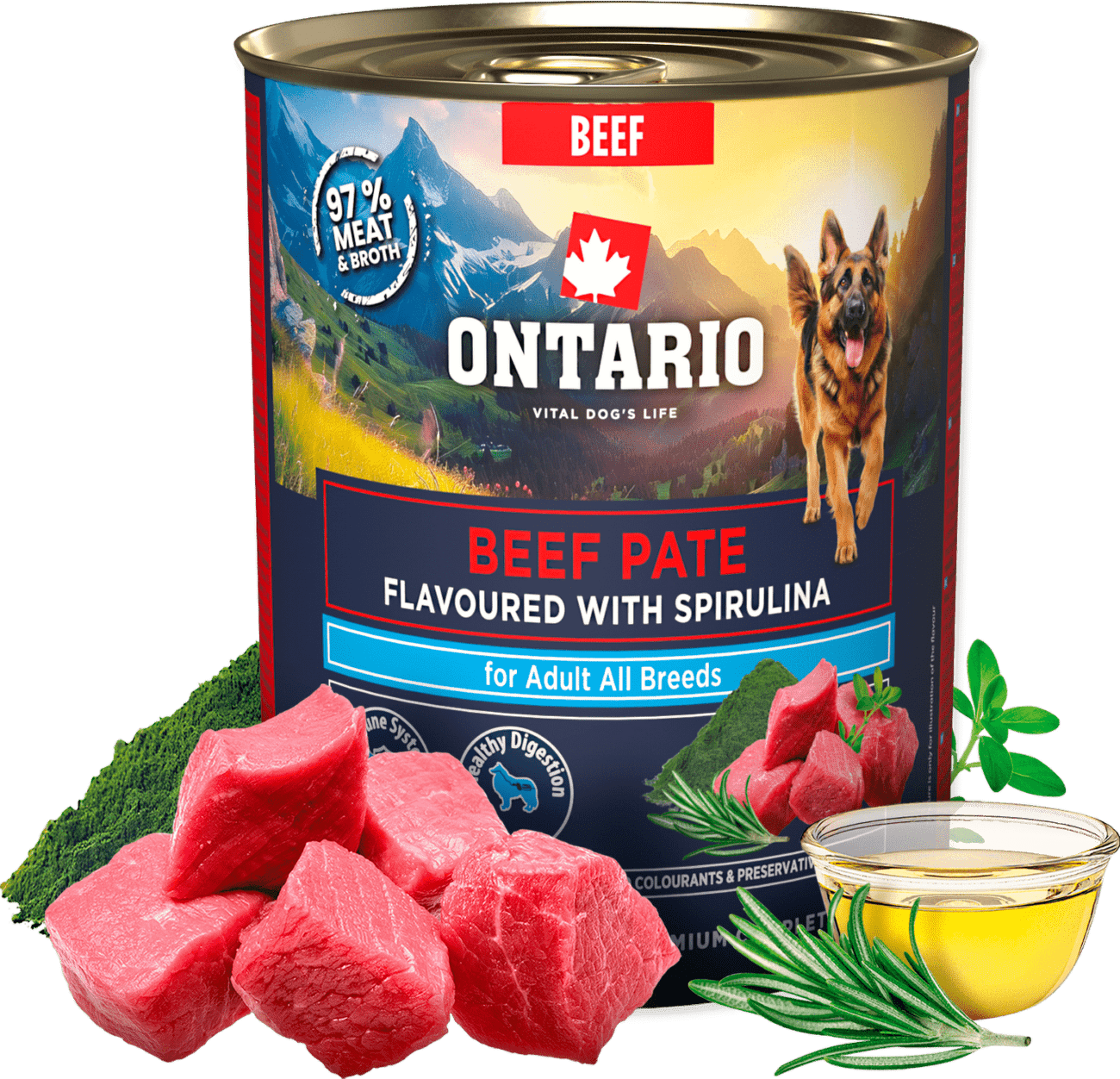 Konzerva Ontario Adult hovězí pate s příchutí spiruliny 800g