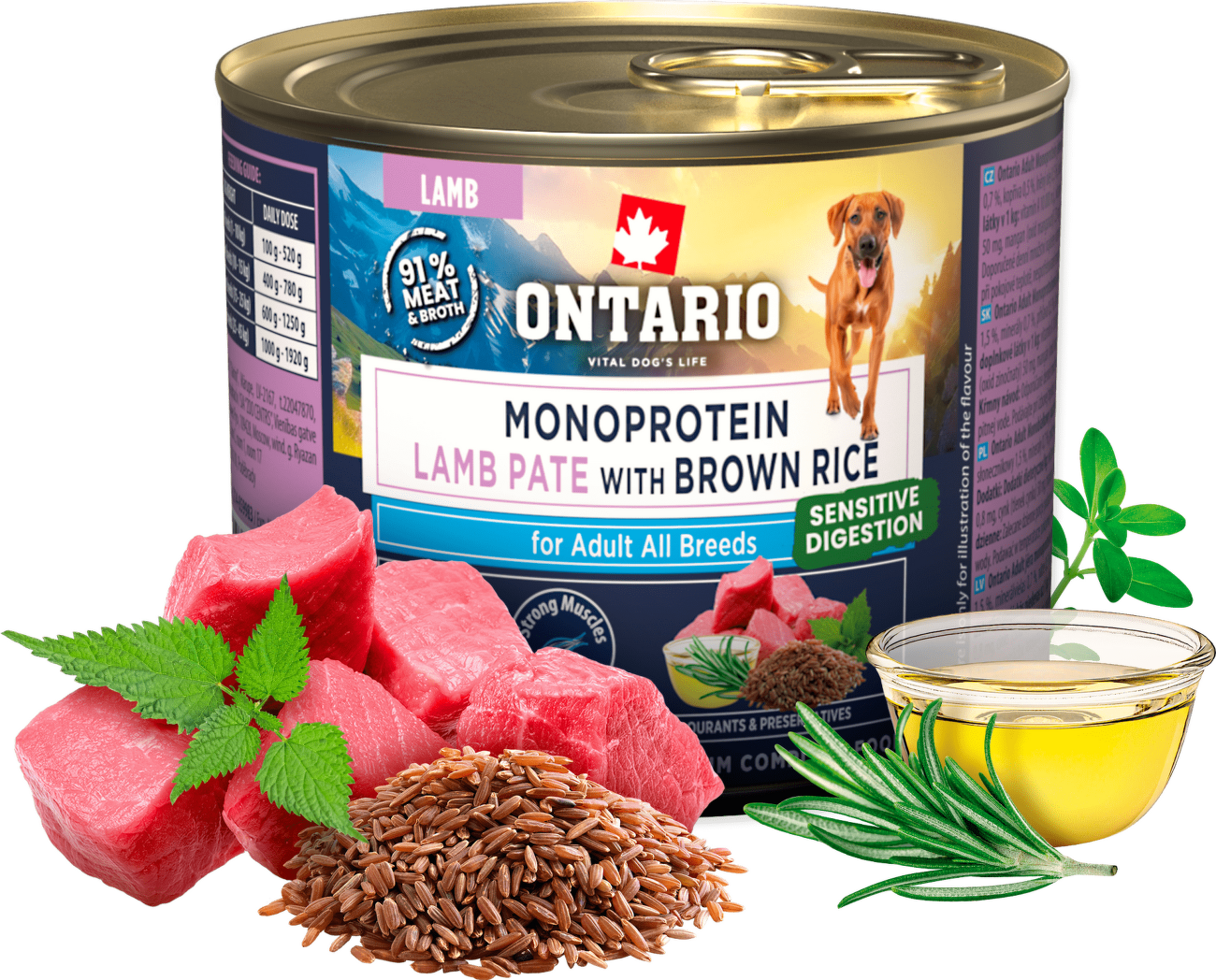 Konzerva Ontario Adult Monoprotein jehněčí pate s hnědou rýží 200g