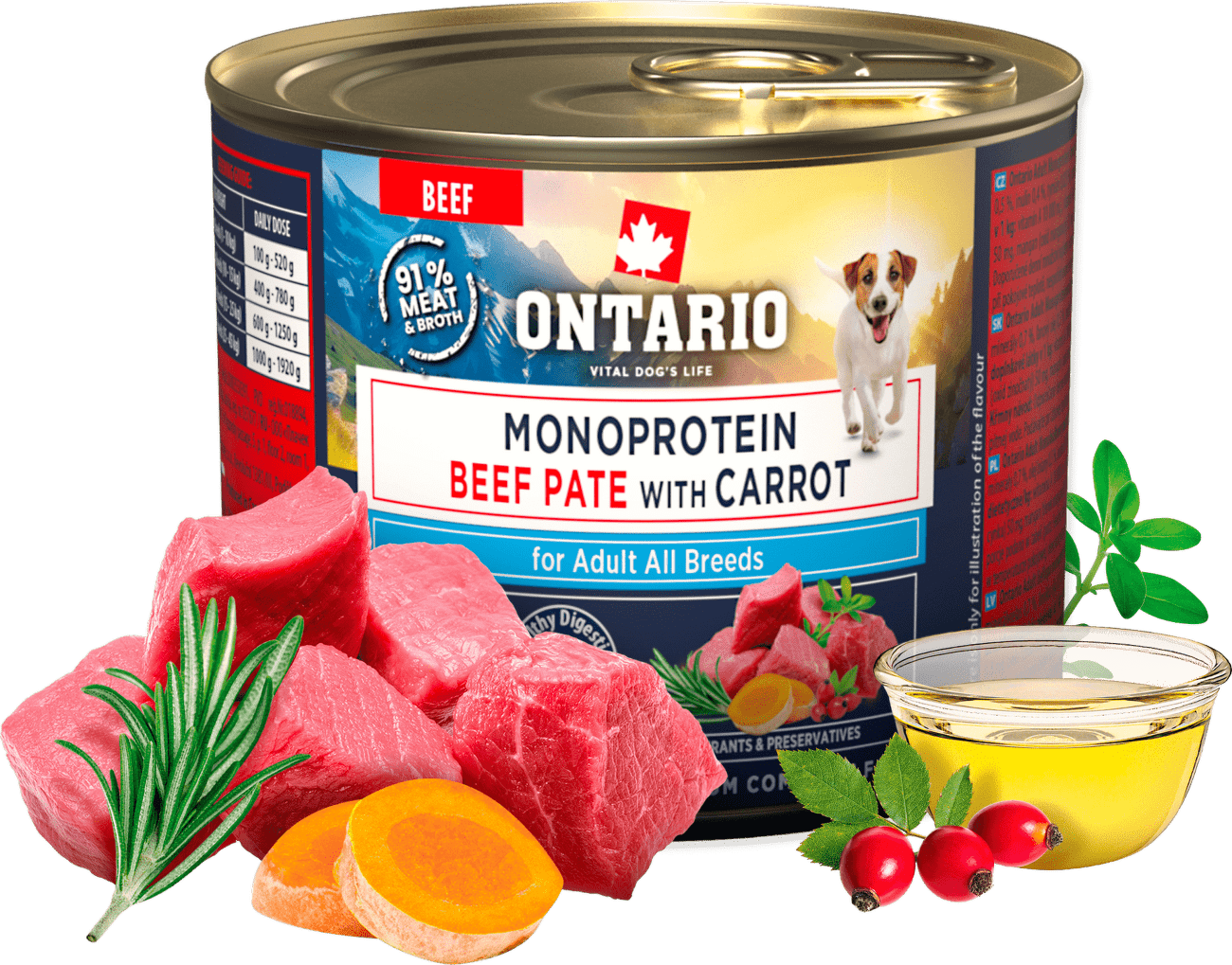 Konzerva Ontario Adult Monoprotein hovězí pate s mrkví 200g