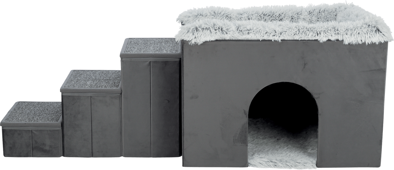 Interiérová bouda Trixie Harvey se schůdky šedá 119×47×50cm