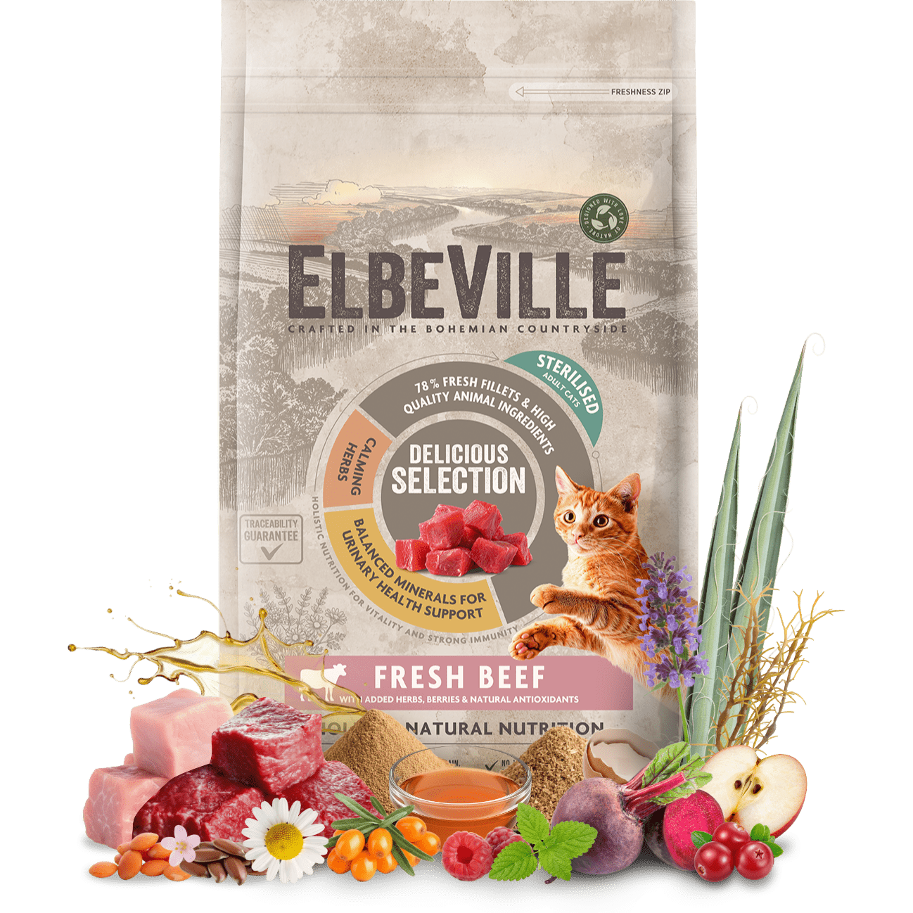 Krmivo ELBEVILLE Cat Sterilised Fresh Beef 1,8 kg