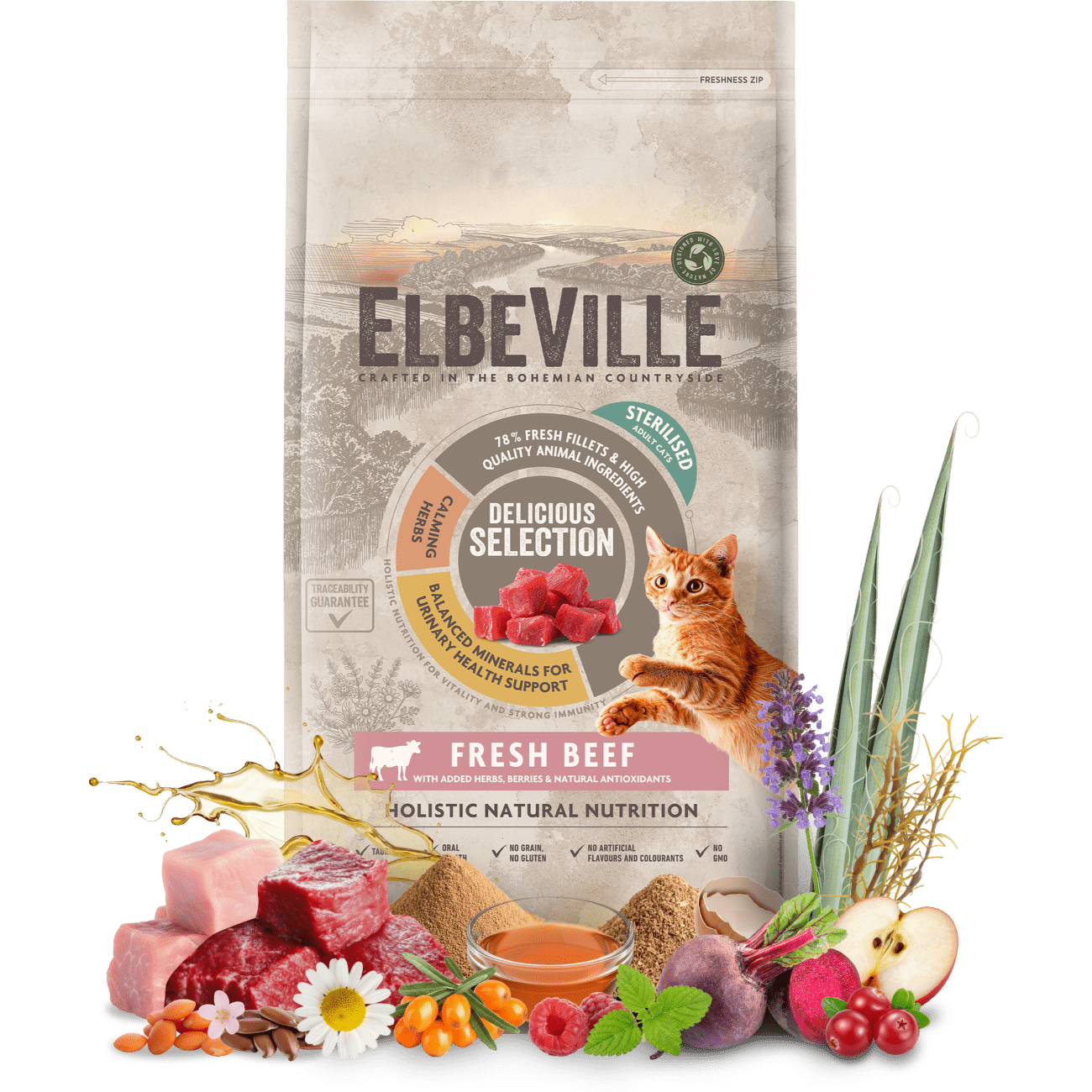 Krmivo ELBEVILLE Cat Sterilised Fresh Beef 4,8 kg