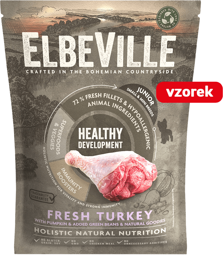 VZORKA Elbeville Puppy & Junior Small Mini Fresh Turkey Healthy Development 100 g