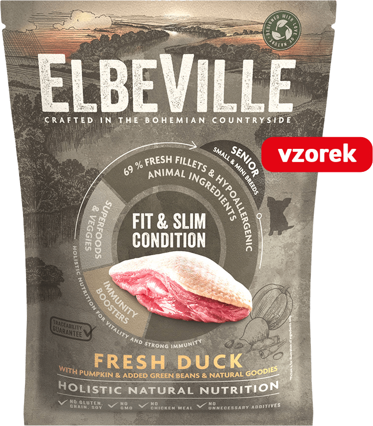VZORKA Elbeville Senior Mini Breeds Fresh Duck Fit & Slim Condition 100 g
