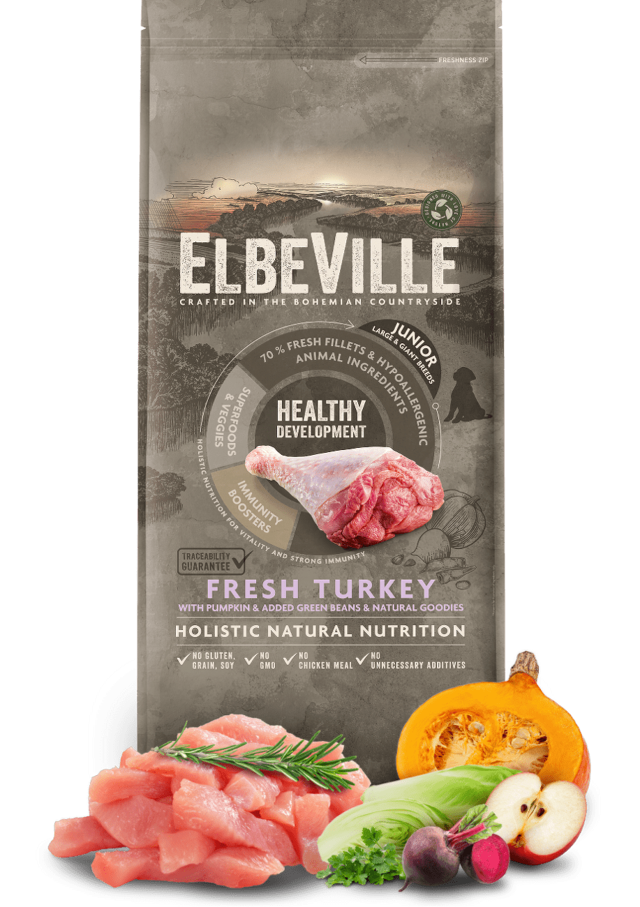 ELBEVILLE  granuly Puppy and Junior Large Fresh Turkey Healthy Development 11,4kg