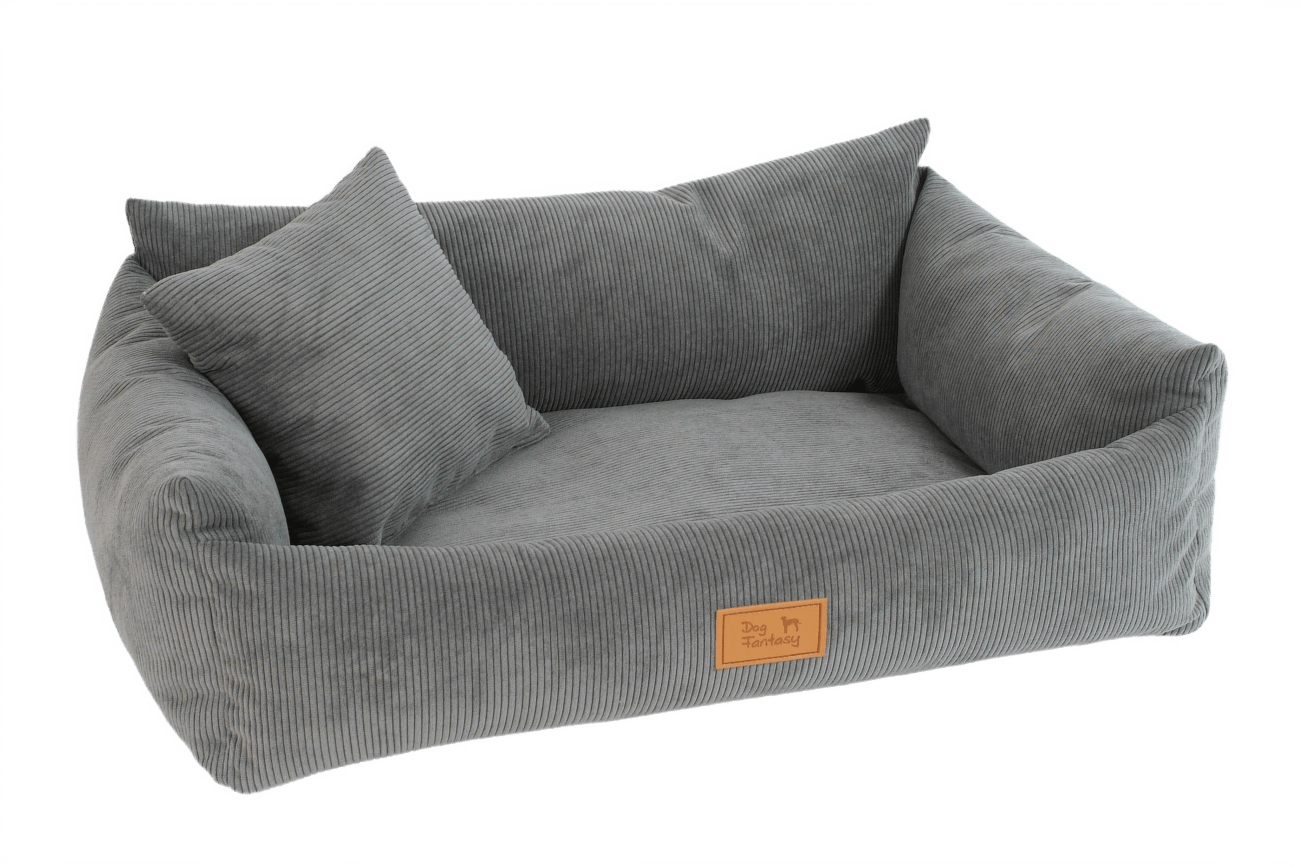 Luxusní pelíšek pro psy Dog Fantasy Sofa Haven šedý 76×58 cm