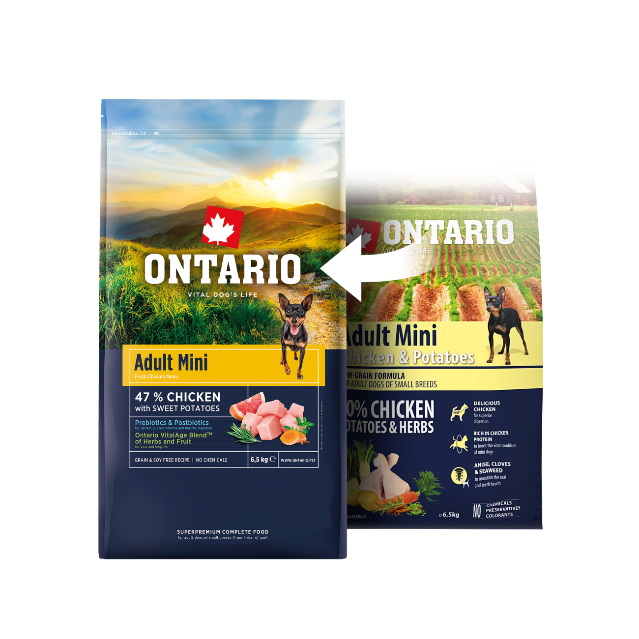 Ontario granuly Adult Mini kura a zemiaky 2,25 kg