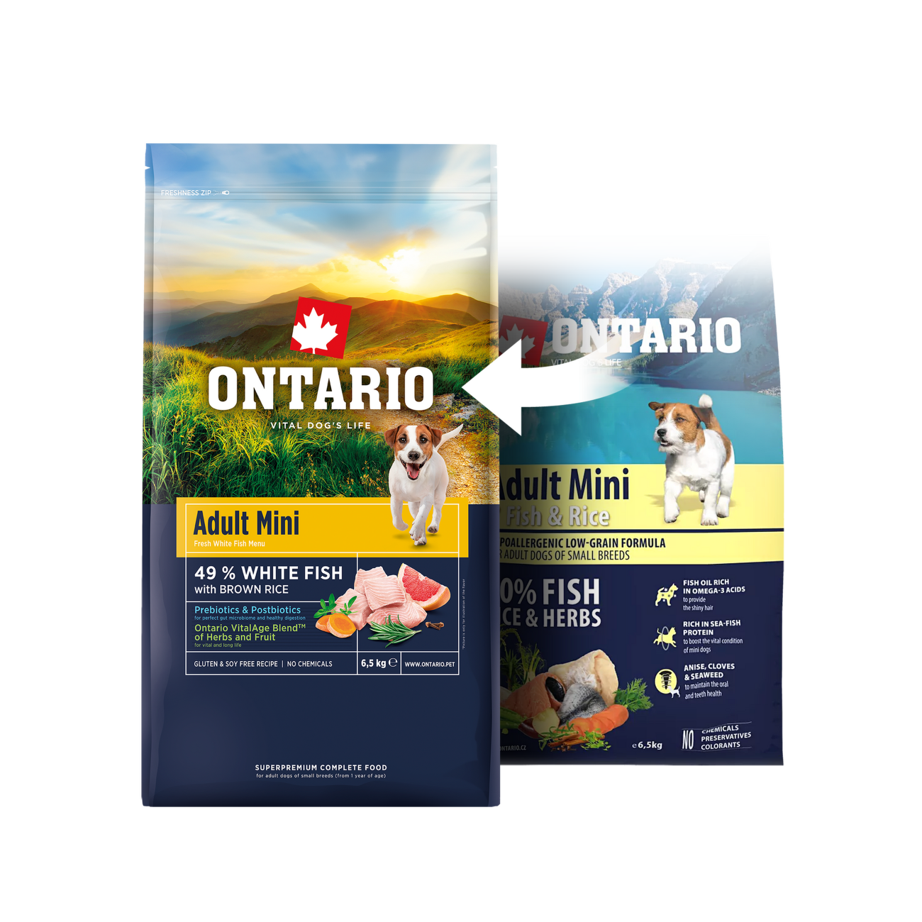 Ontario granuly Adult Mini ryba a ryža 0,75 kg