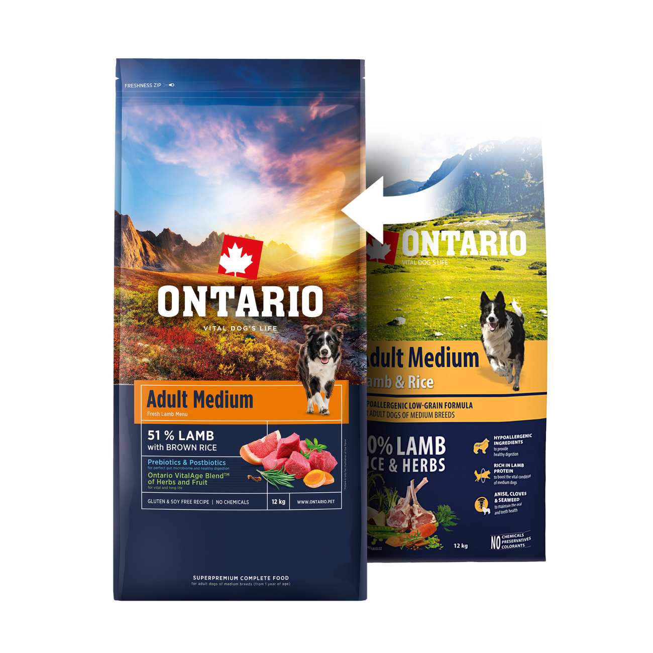 Ontario granuly Adult Medium jahňa a ryža 0,75 kg