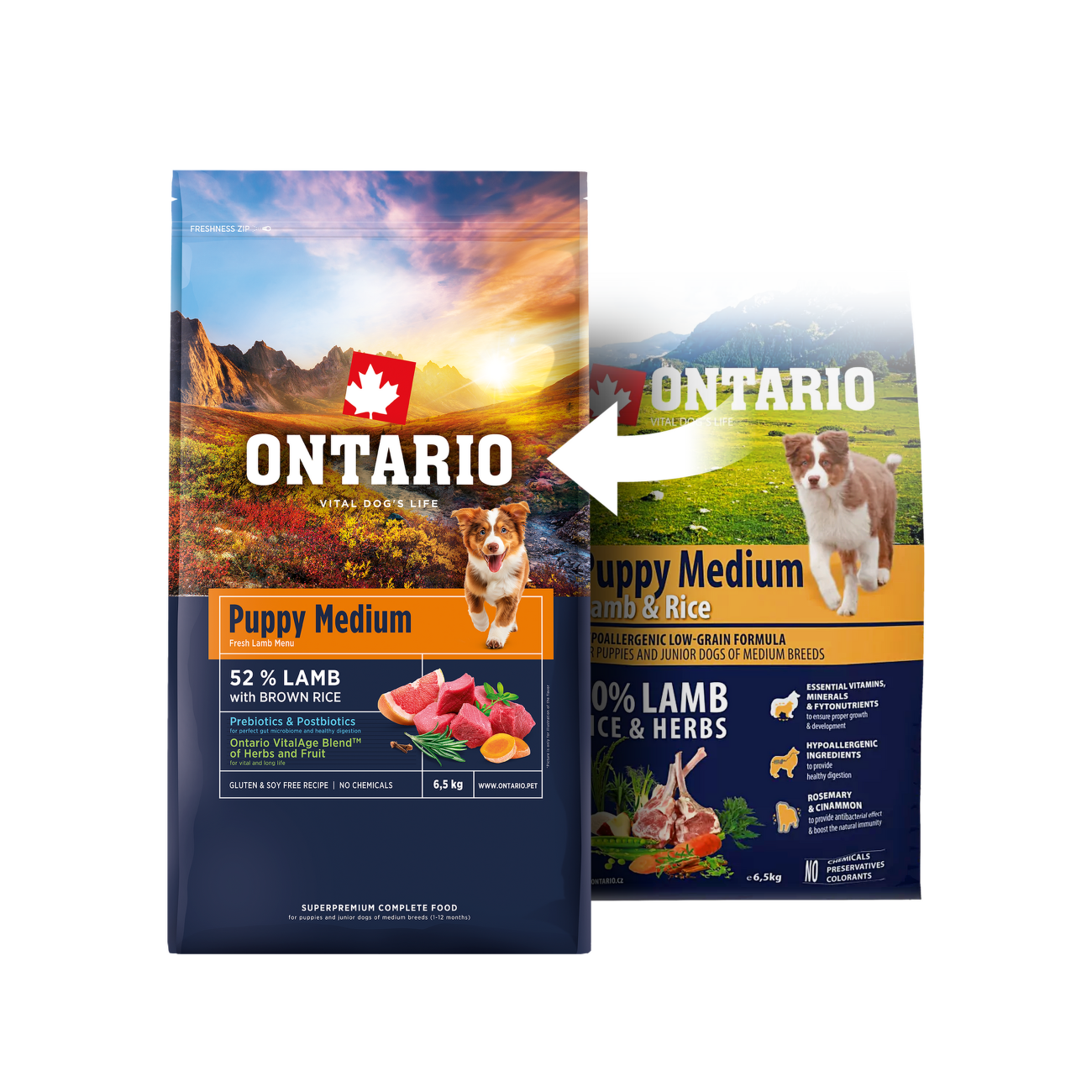 VZORKA Ontario dog puppy medium jahňa a ryža 0,1 kg
