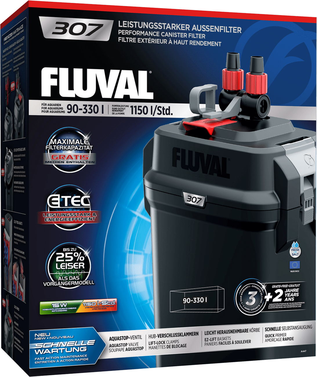 Fluval filter 307 vonkajší 1150 l/h, 15W