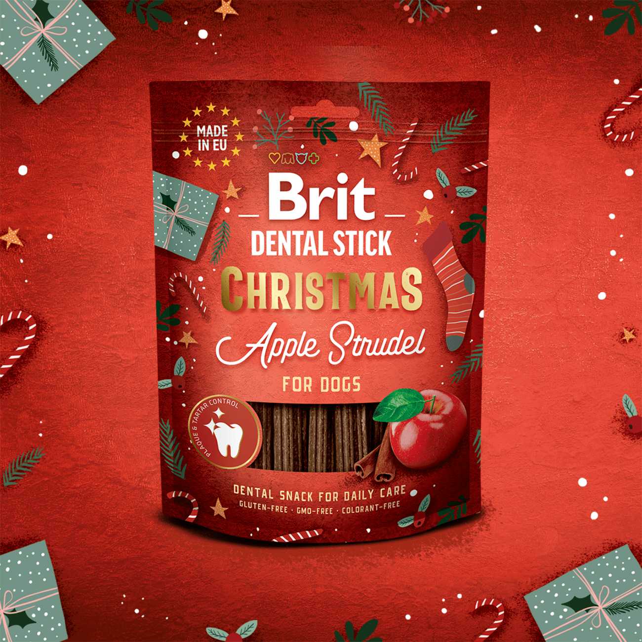 Brit Care dog Christmas DENTAL snack 250 g jablková štrúdľa
