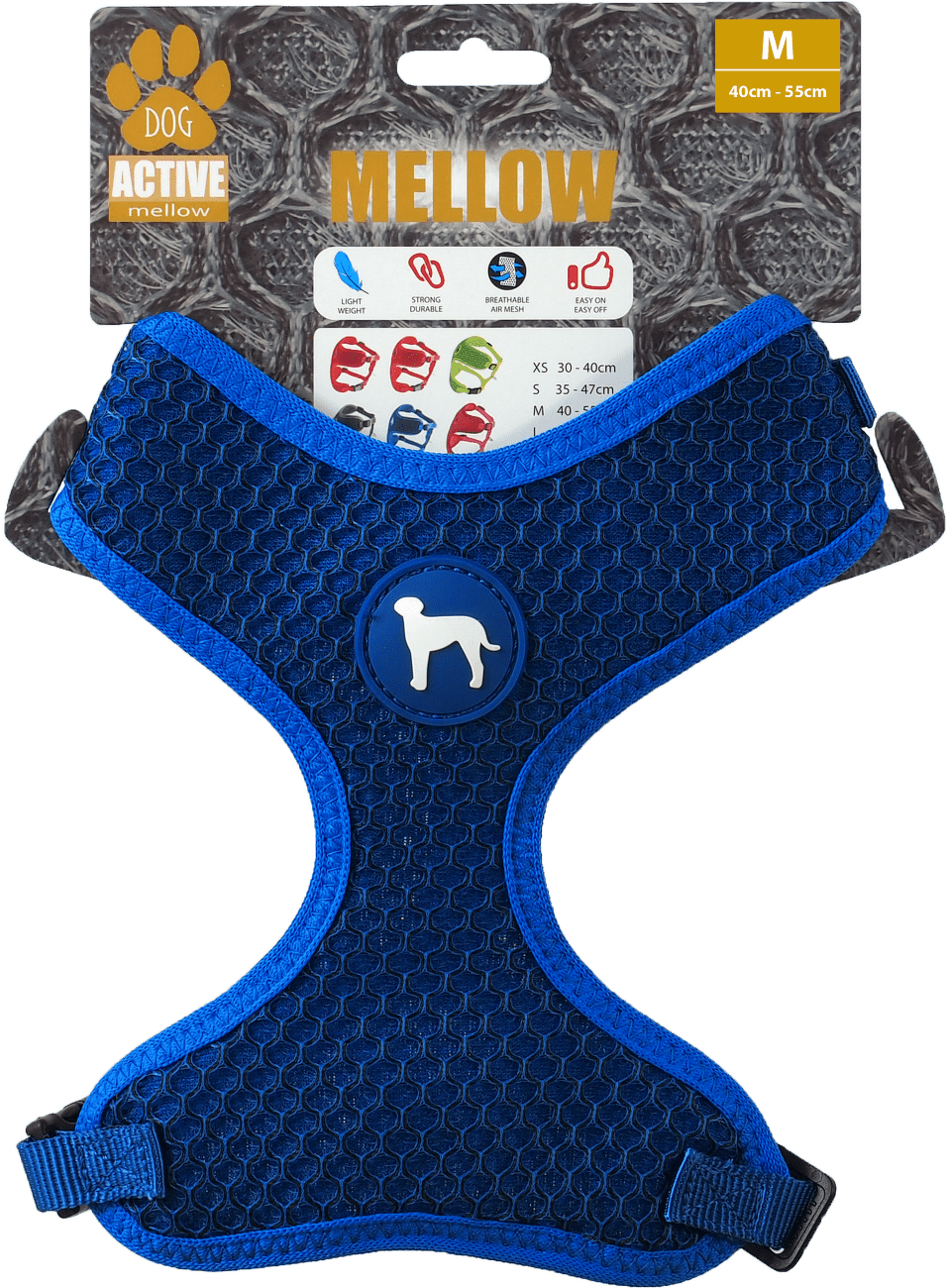 Active dog mellow postroj M 1,5x40-55 cm tmavomodrý