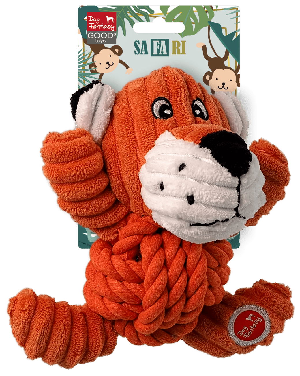 Dog Fantasy Safari pískacia s uzlom tiger hračka 18 cm