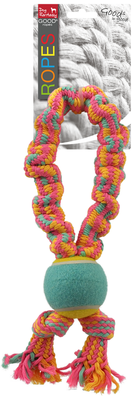 Dog Fantasy preťahovadlo + tenisová loptička vzor 1, 2 knoty 32 cm