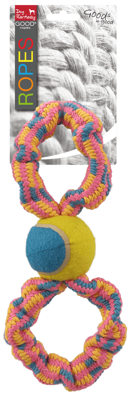 Dog Fantasy preťahovadlo osmička + tenisová loptička vzor 2, 27 cm