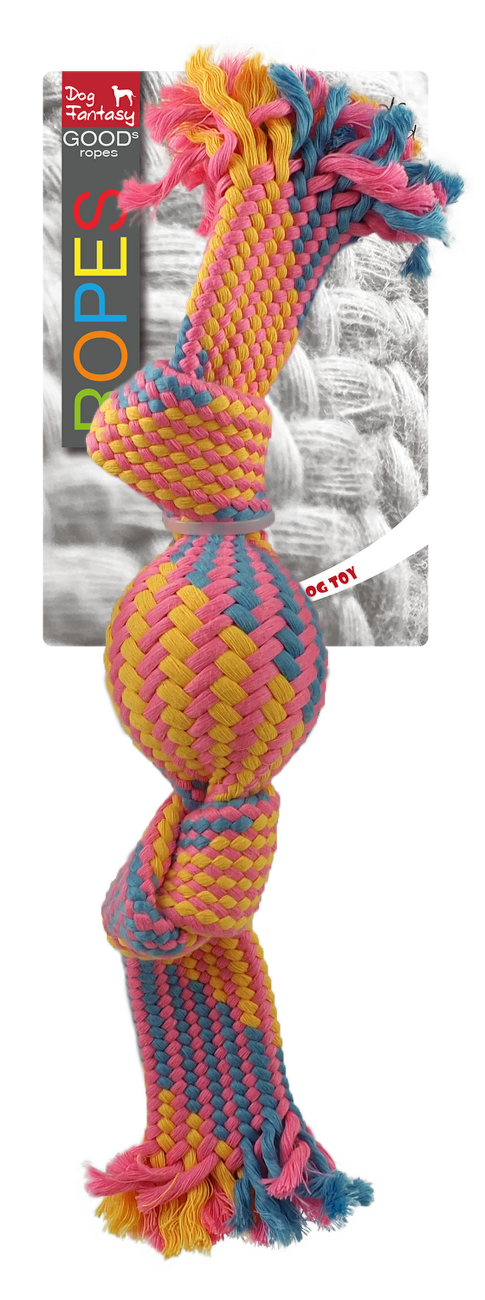 Dog Fantasy preťahovadlo s loptičkou vzor 2, 2 knoty 33 cm