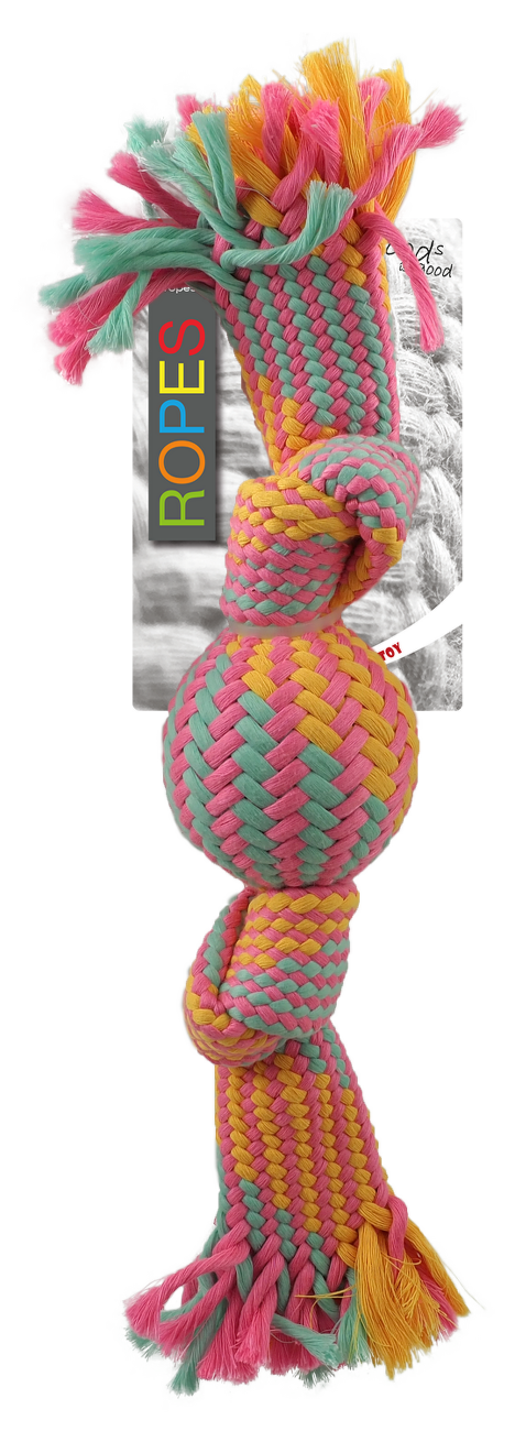 Dog Fantasy preťahovadlo s loptičkou vzor 1, 2 knoty 40 cm