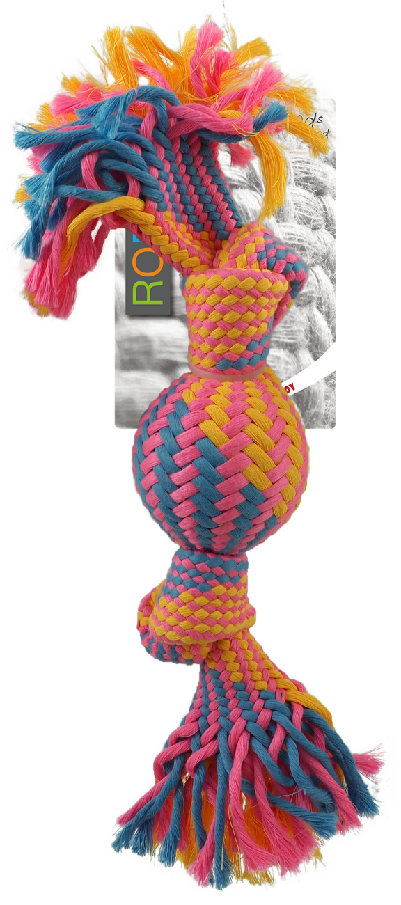 Dog Fantasy preťahovadlo s loptičkou vzor 2, 2 knoty 40 cm