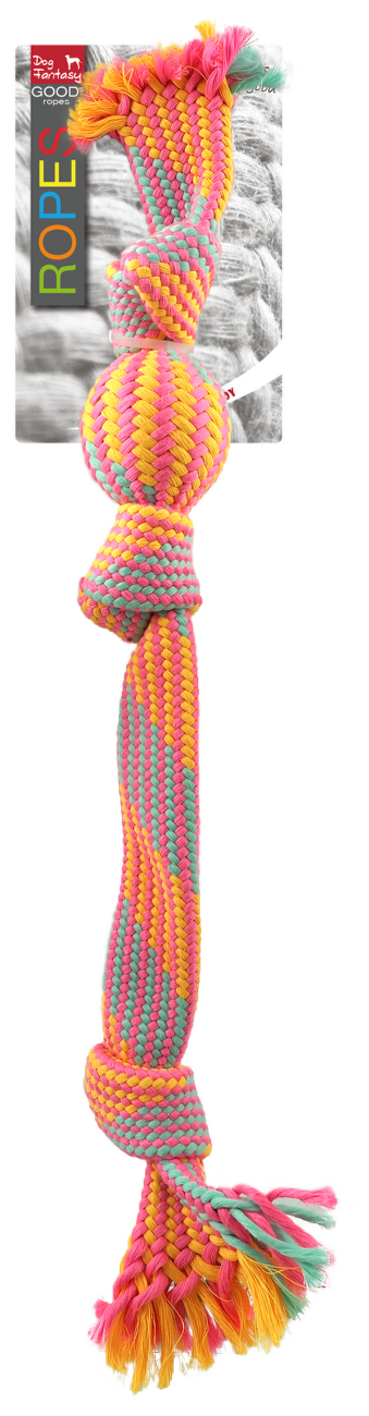 Dog Fantasy preťahovadlo s loptičkou vzor 1, 3 knoty 50 cm