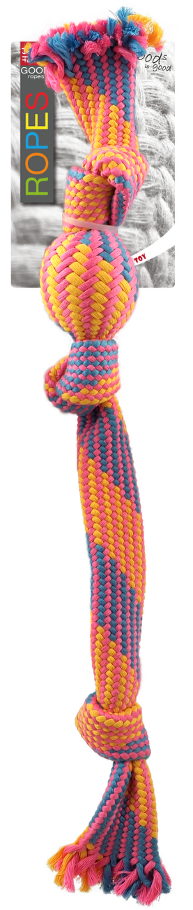 Dog Fantasy preťahovadlo s loptičkou vzor 2, 3 knoty 50 cm