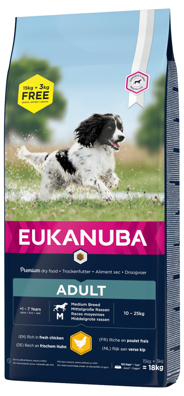 Eukanuba granuly adult medium 15+3kg BONUS