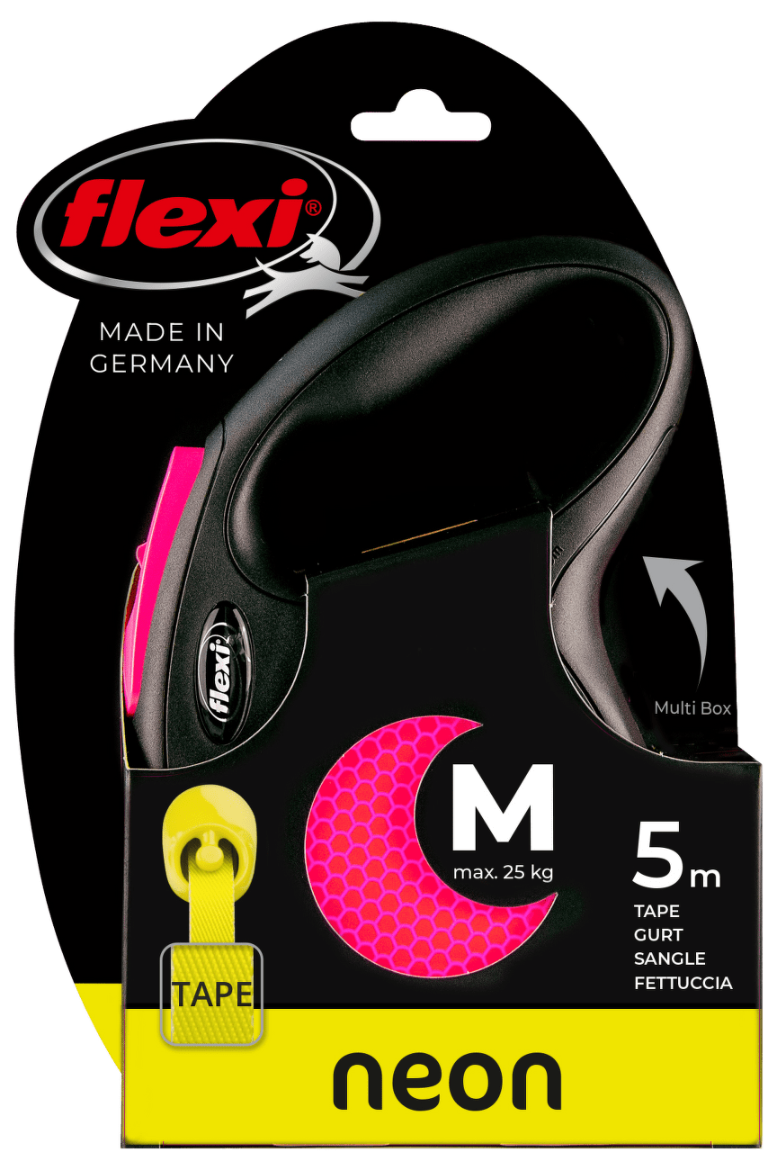 Samonavíjacie vodítko pre psy Flexi New Neon Tape M 5 m ružové