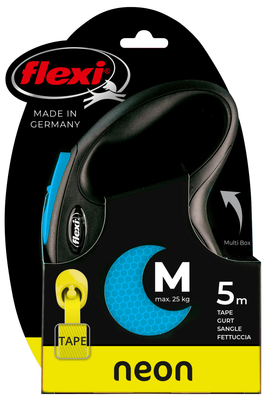 Samonavíjacie vodítko pre psy Flexi New Neon Tape M 5 m modré