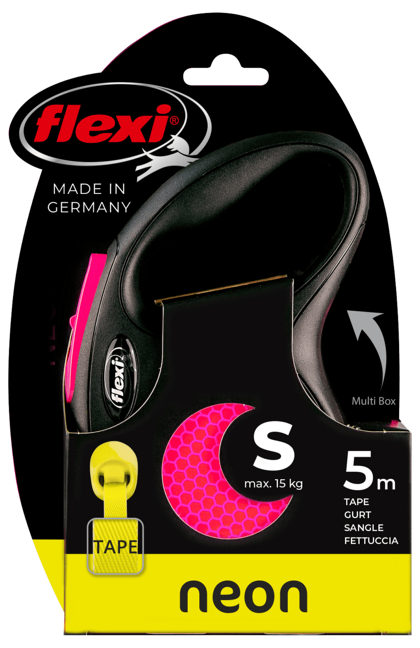 Samonavíjacie vodítko pre psy Flexi New Neon Tape S 5 m ružové