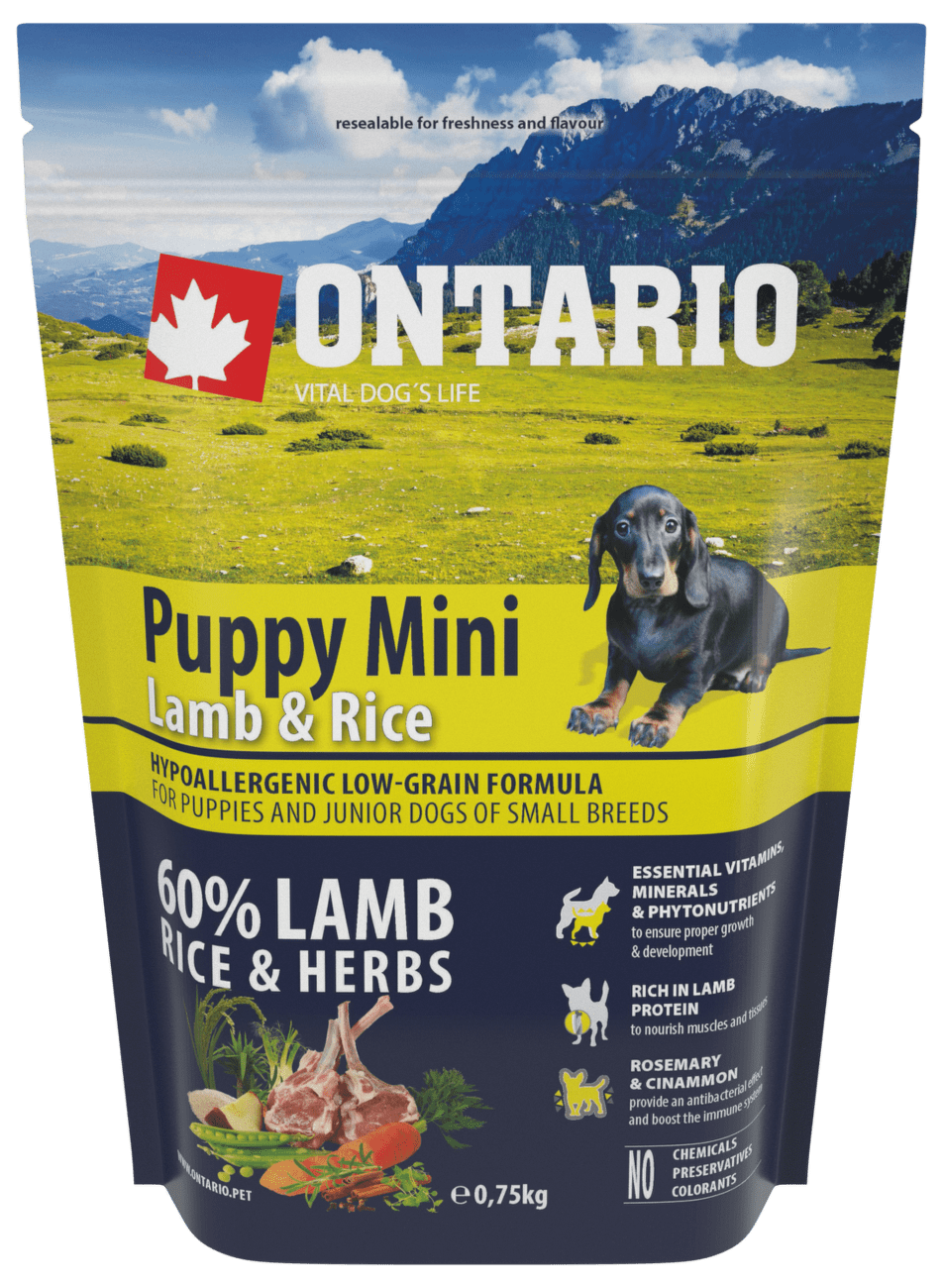 Ontario granuly Puppy Mini jahňa a ryža 0,75 kg