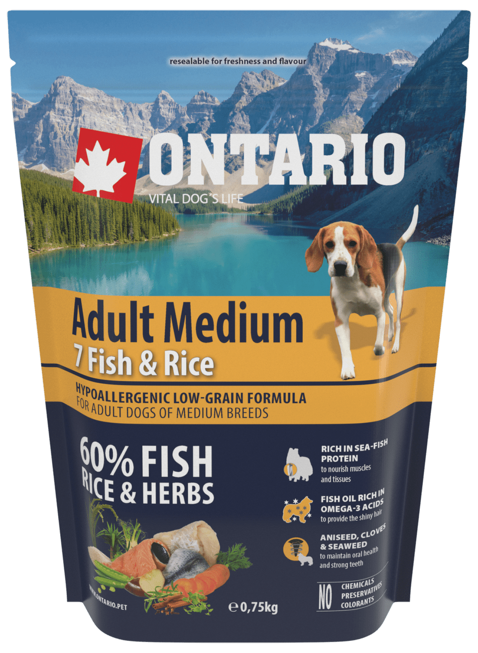 Ontario granuly Adult Medium ryba a ryža 0,75 kg