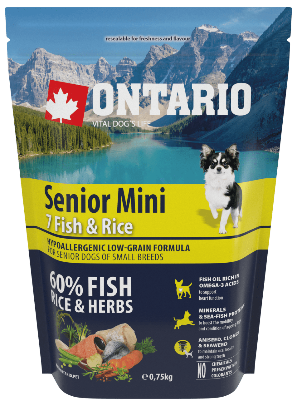 Ontario granuly Senior Mini ryba a ryža  0,75 kg