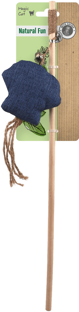 Magic Cat hračka palička Natural Fun medúza s rolničkou a catnipom modrá 40 cm