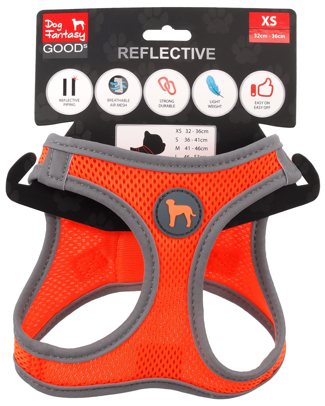 Dog Fantasy postroj Puppy XS 32-36 cm oranžový