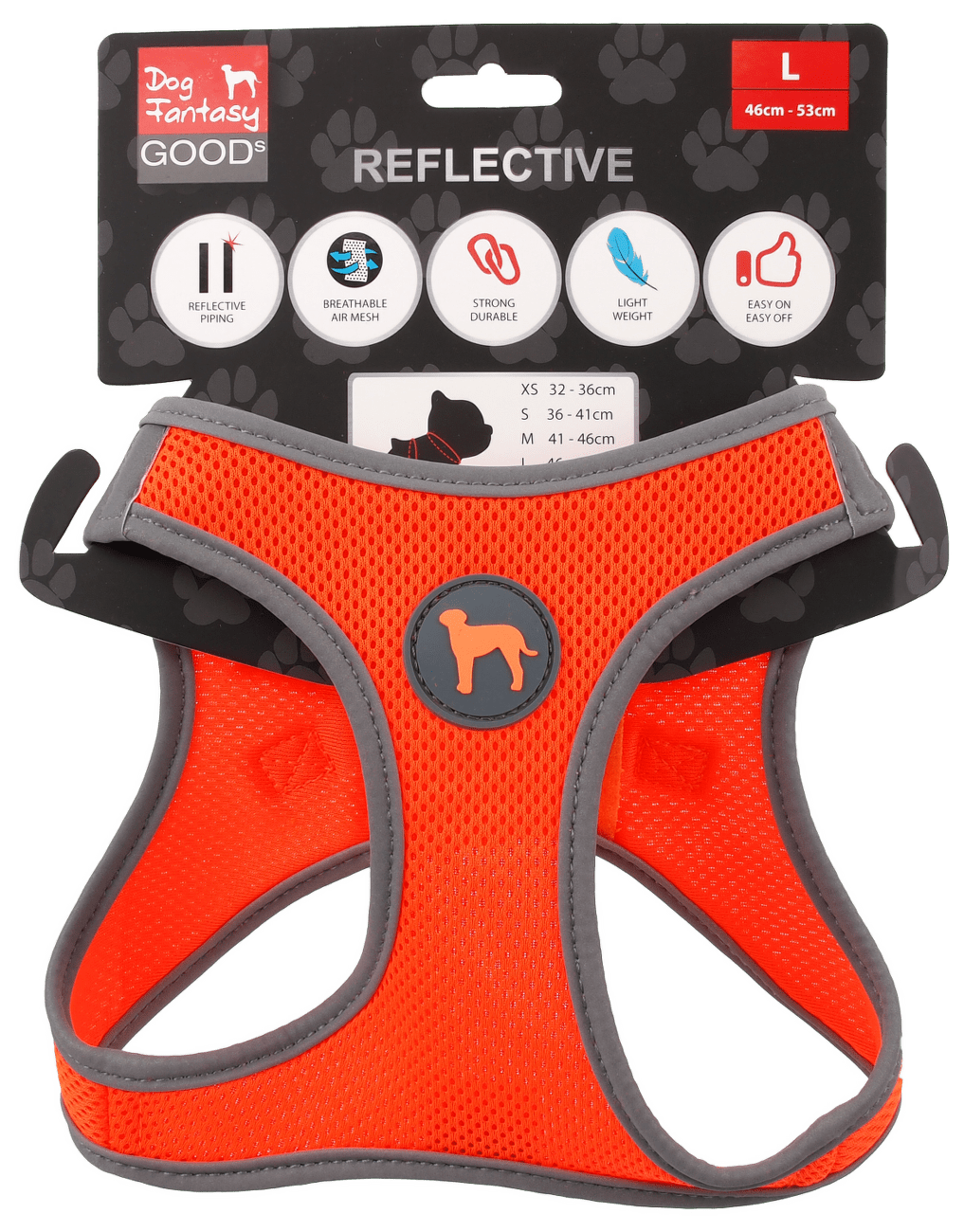 Dog Fantasy postroj Puppy L 46-53 cm oranžový
