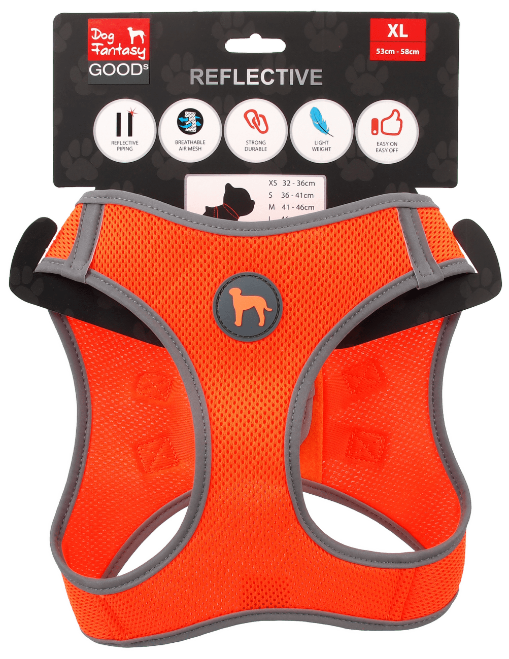 Dog Fantasy postroj Puppy XL 53-58 cm oranžový