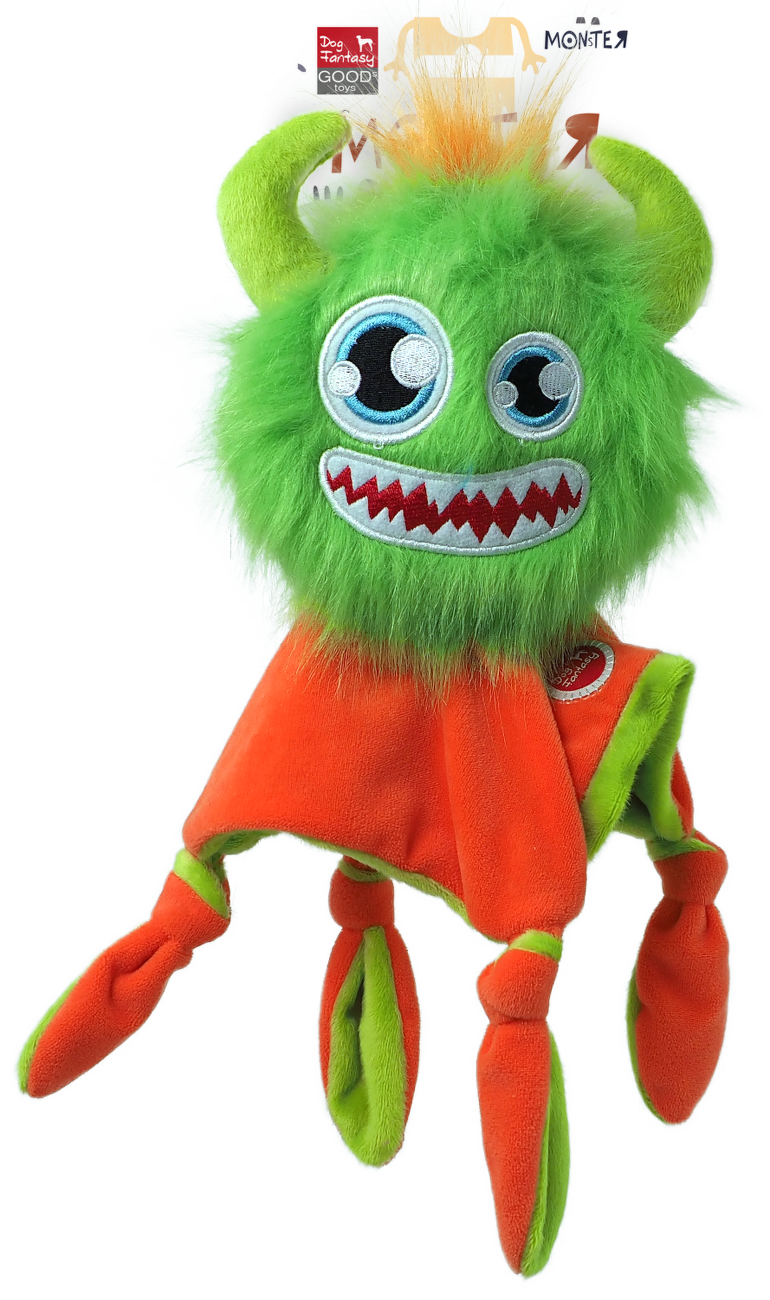 Dog Fantasy Monsters pískacie strašidlo hračka zelené s dečkou 28 cm