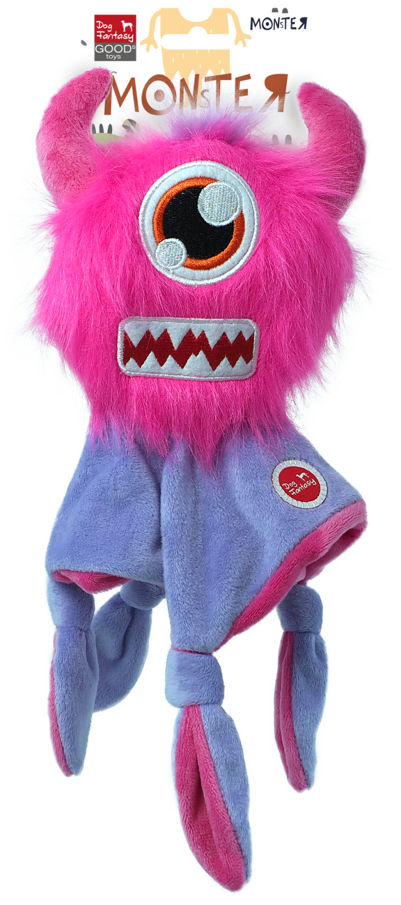 Dog Fantasy Monsters pískacie strašidlo hračka ružové s dečkou 28 cm