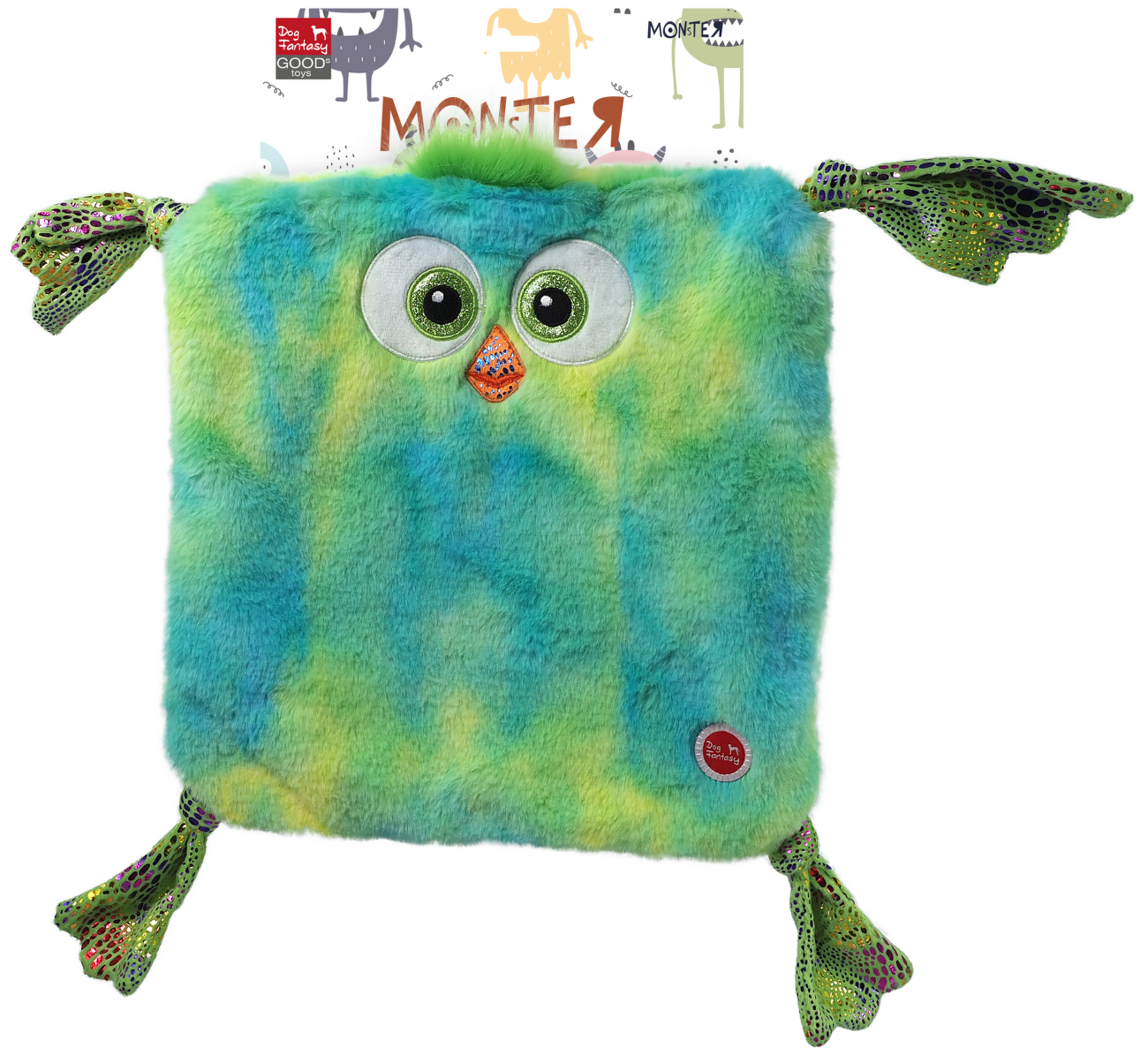 Dog Fantasy Monsters hračka šuštiace kura modré štvorcové 28 cm
