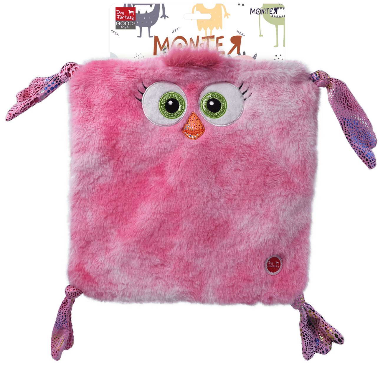 Dog Fantasy Monsters hračka šuštiace kura ružové štvorcové 28 cm